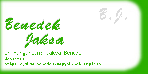 benedek jaksa business card